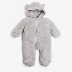 Adorable Gray Plush Baby Footie